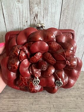 Brighton Red Roselie Leather 3D Coin Purse